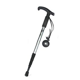 Four-Section Curved Handle Trekking Pole for Camping (Color: Silver White, type: Walking Sticks)