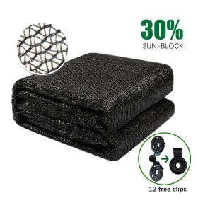 30% Sun-Block Shade Cloth Net Mesh Shade with Clips for Garden Patio and Plants in Black (size: 10*20)