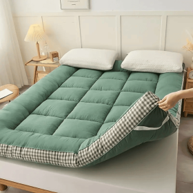 Mattress with checkered three-dimensional edges, 4 colors, Twin size (Color: Green)