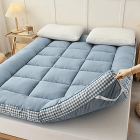 Mattress with checkered three-dimensional edges, 4 colors, Twin size (Color: Blue)