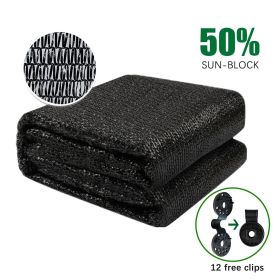 50% Shade Cloth Sunblock Fabric Cut Edge with Free Cilps UV Resistant for Garden Plants Cover, Black (size: 6x12ft)